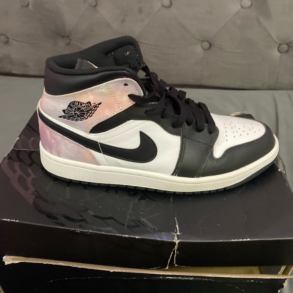 Women’s size 10 Jordan 1 black white pink and purple